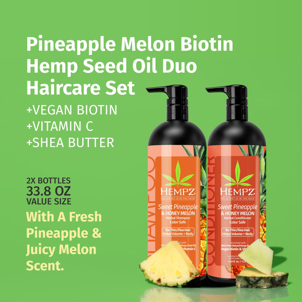 Hempz conditioner bottle pump for hydrating detangling on thin or color treated hair.