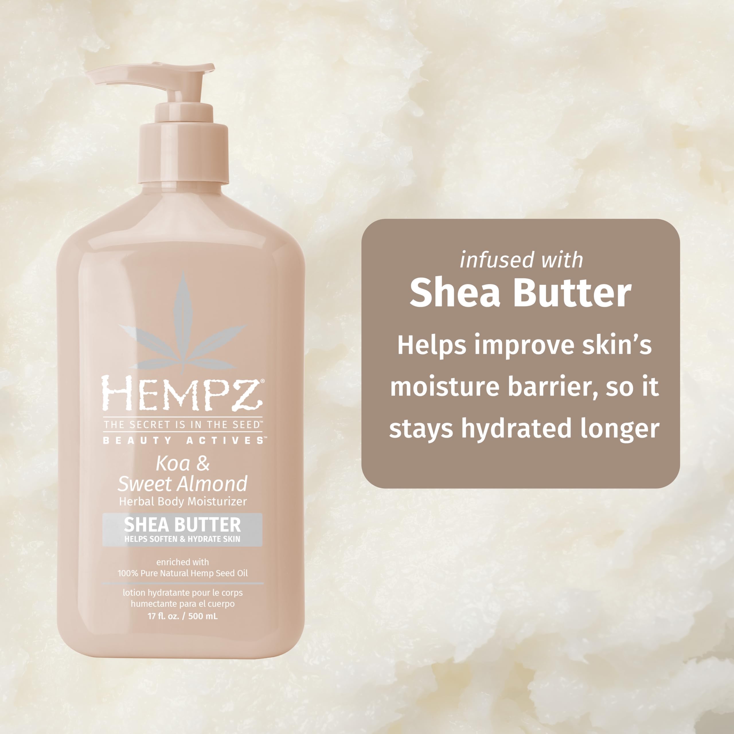 HEMPZ Koa Sweet Almond fragrance notes evoke koa, almond, vanilla.