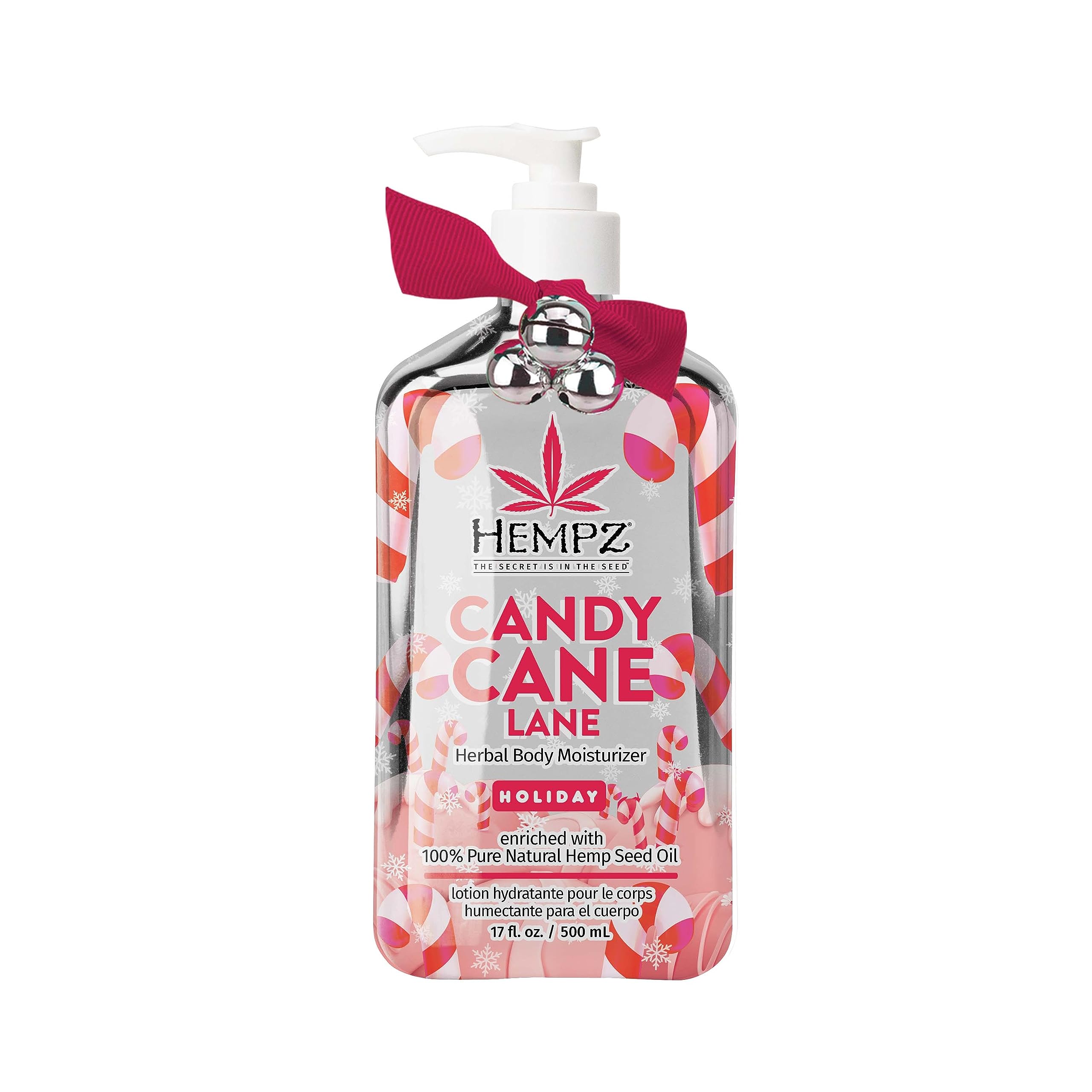 Hempz limited edition peppermint candy cane bottle highlights festive hydration for dry skin