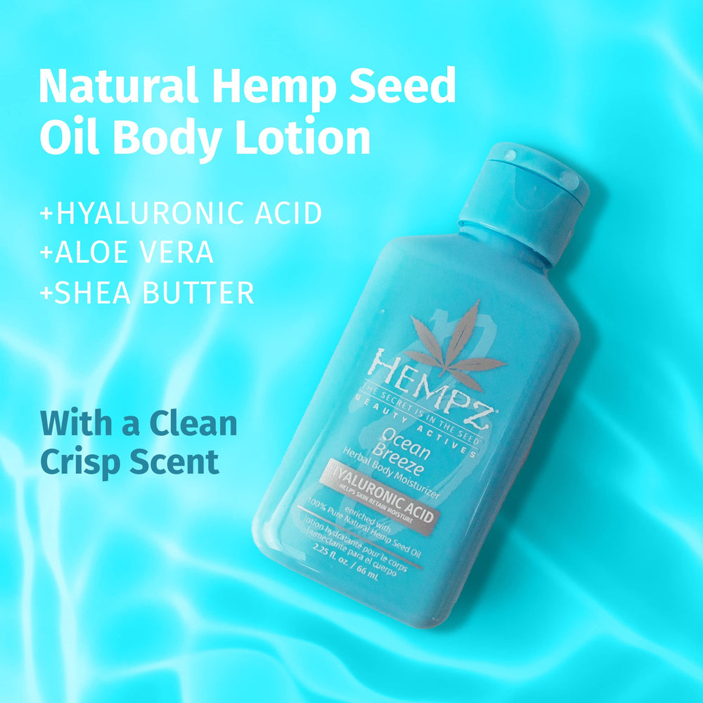 Hempz Ocean Breeze bottle features hyaluronic acid for refreshed, hydrated skin