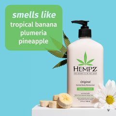Hempz Original application on hands demonstrates smooth, lasting moisture.