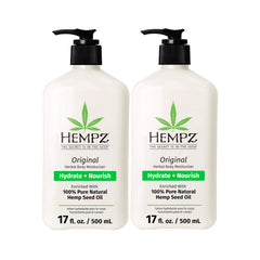 Hempz Original bottle showcases hemp-seed-oil formula for deep hydration.