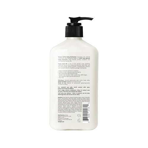 Hempz Original ingredients label highlights shea butter and ginseng for nourishment.