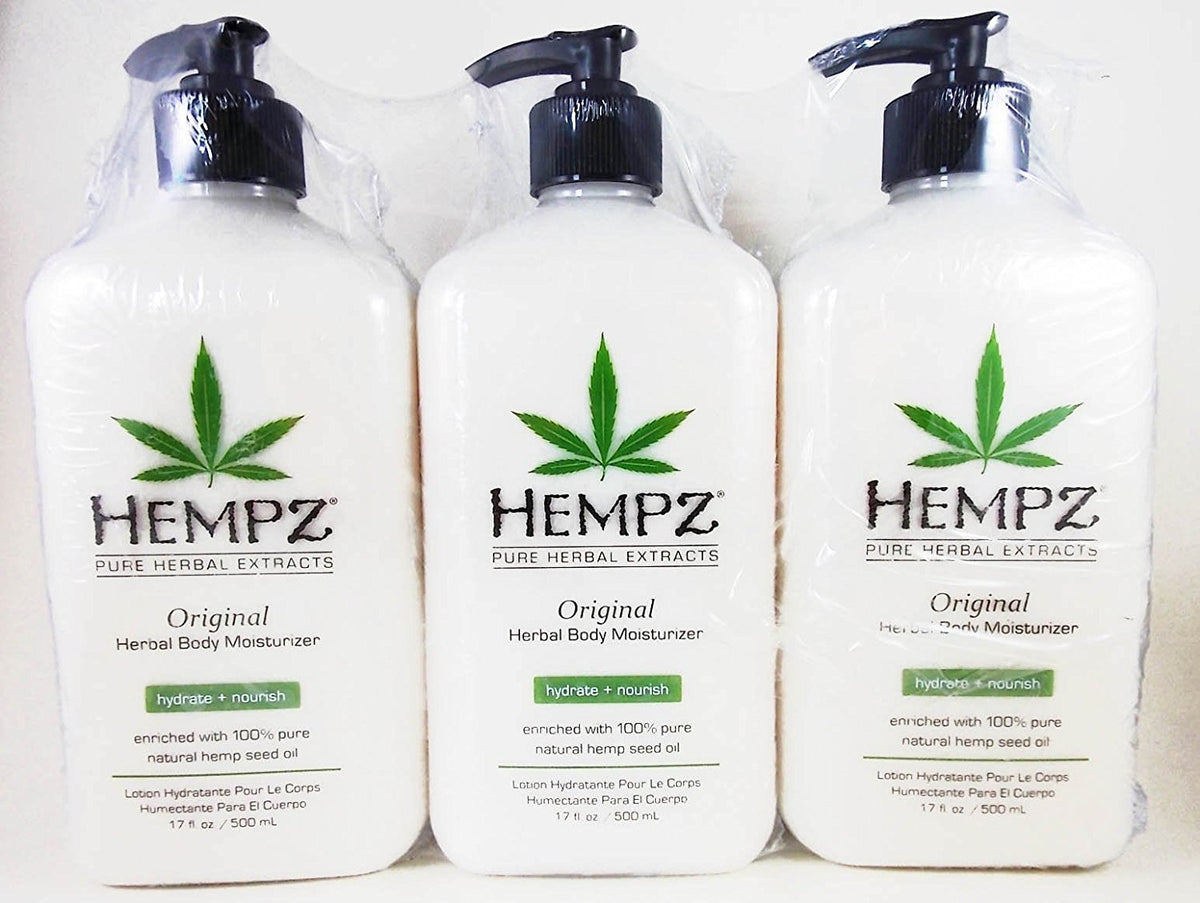 Hempz Original Herbal Moisturizer 17oz bottle delivering deep hydration and skin soothing daily