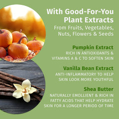 Hempz Pumpkin Spice Vanilla Chai lotion on hands demonstrates quick smooth application.
