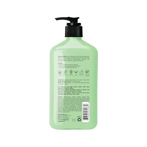 Hempz rosemary mint body lotion texture swatch shows light absorption