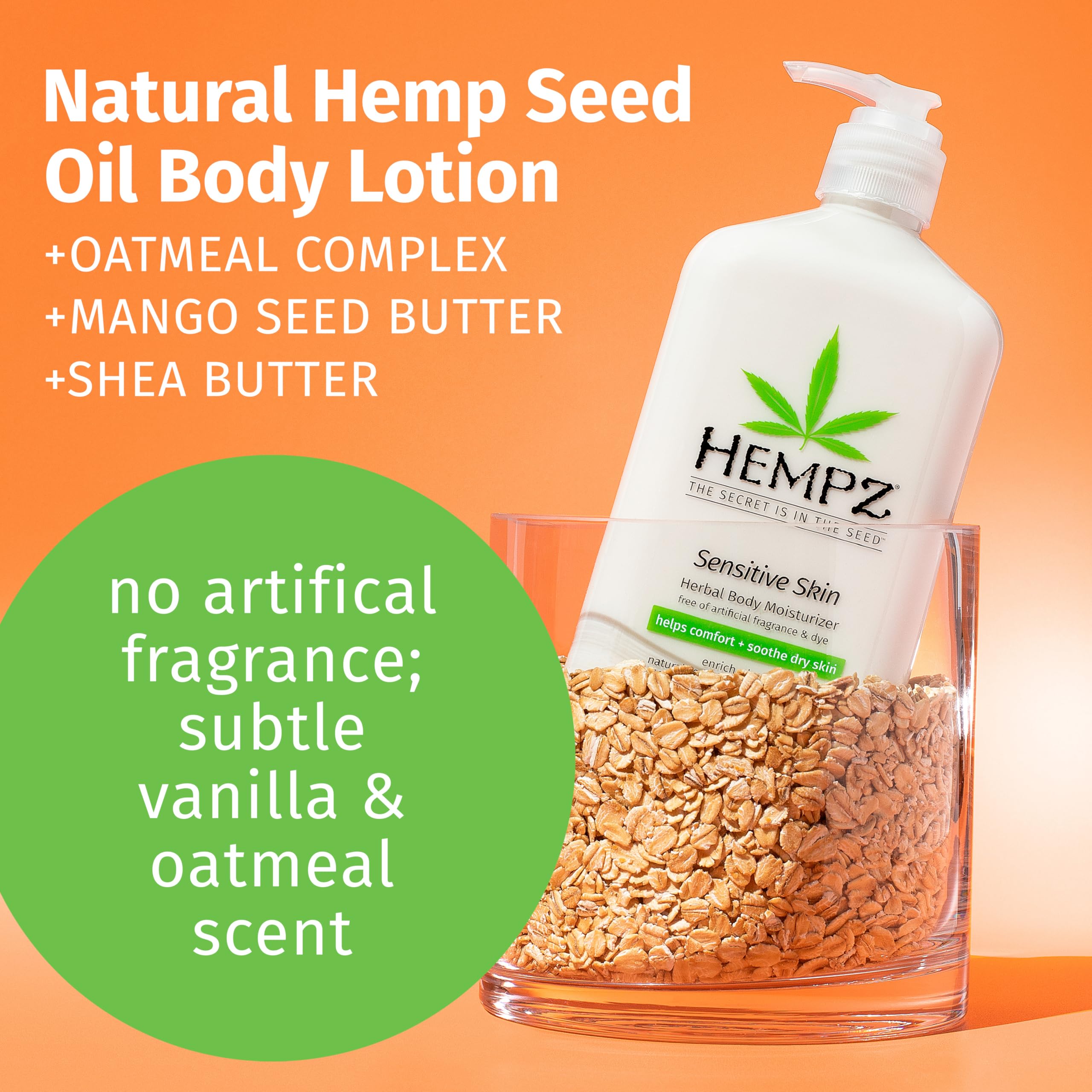 Hempz Sensitive Skin Moisturizer shea butter close-up emphasizes deep hydration and barrier support
