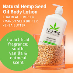 Hempz Sensitive Skin Moisturizer shea butter close-up emphasizes deep hydration and barrier support