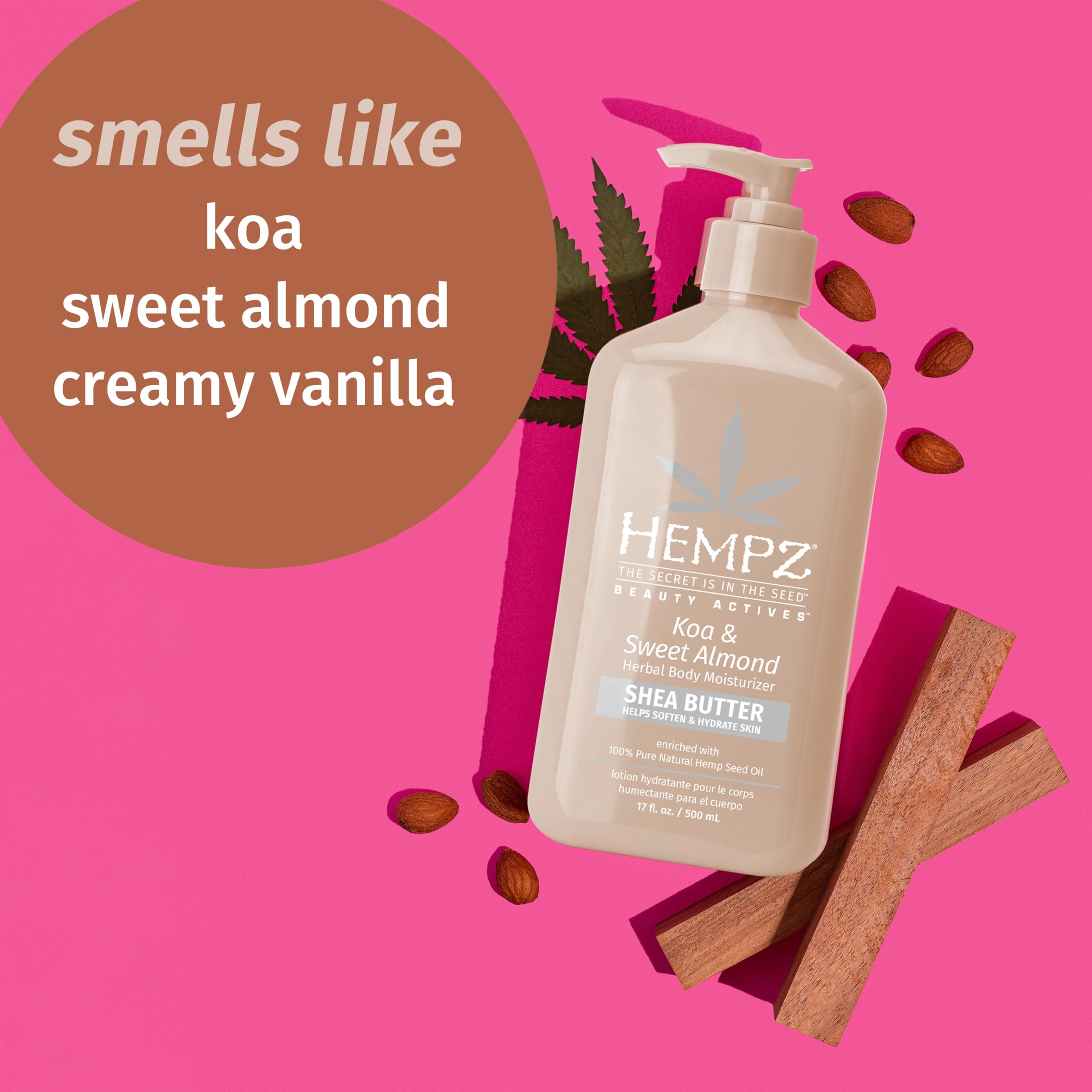 HEMPZ Shea butter swirl highlights creamy texture for soft, smooth skin.