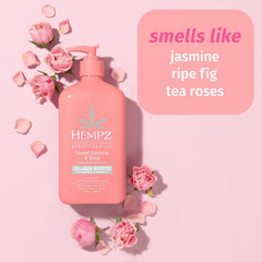 Hempz Sweet Jasmine & Rose ingredients panel highlights hemp seed oil benefits