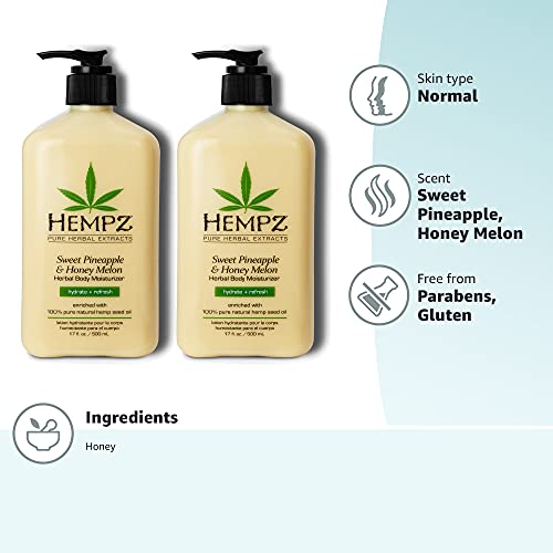 Hempz Sweet Pineapple & Honey Melon lotion vitamin A and E boost supports nourished skin