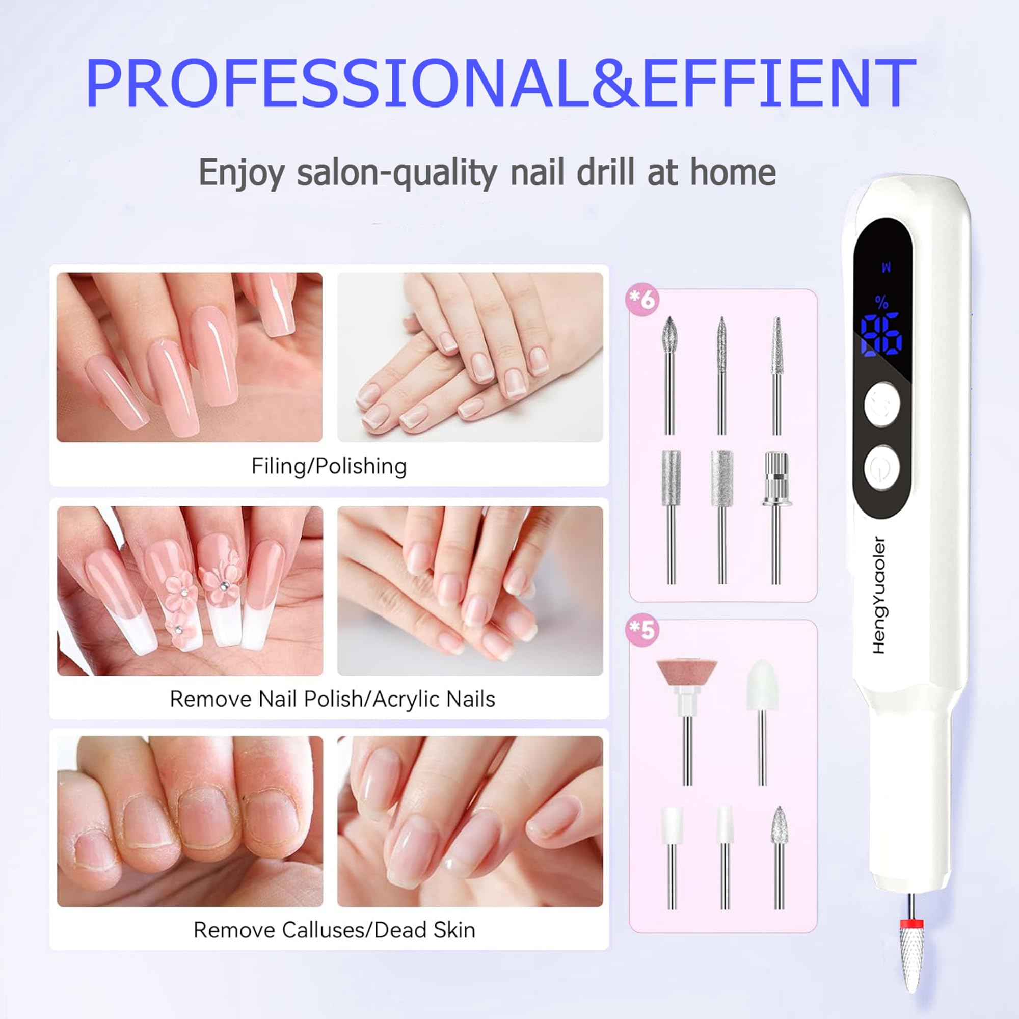 HengYuaoler kit includes 12 bits for shaping, buffing, and polishing tasks.