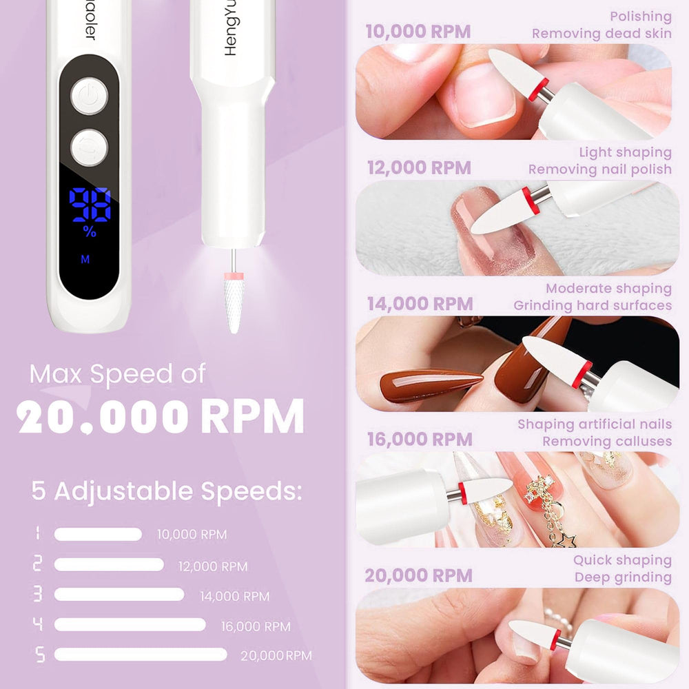 HengYuaoler nail drill anti-slip grip ensures steady control during manicures.