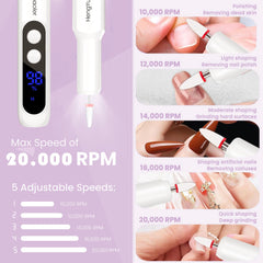 HengYuaoler nail drill anti-slip grip ensures steady control during manicures.