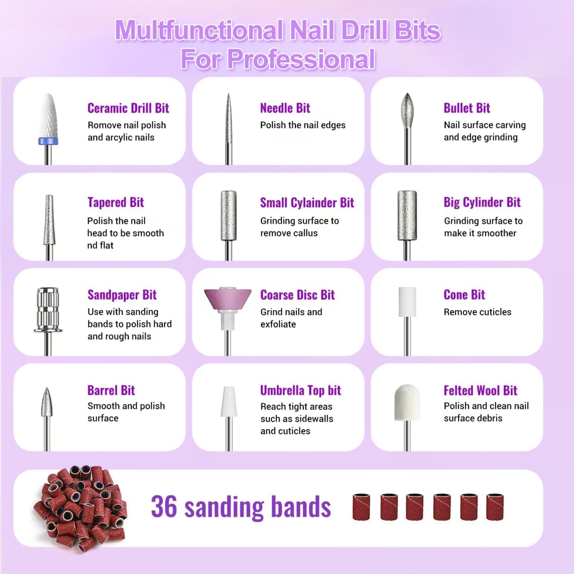 HengYuaoler nail drill kit for acrylic, gel, and dip powder at home or studio.