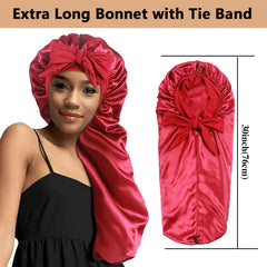 Heniho bonnet with tie-band sits securely during sleep for hands-free rest.