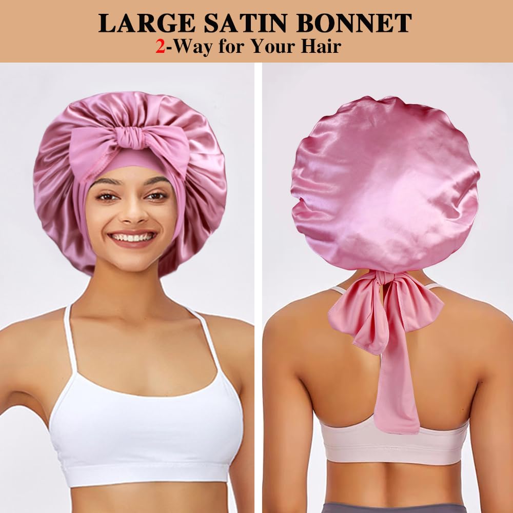 Heniho satin bonnet designed for braids and curly hair reduces friction