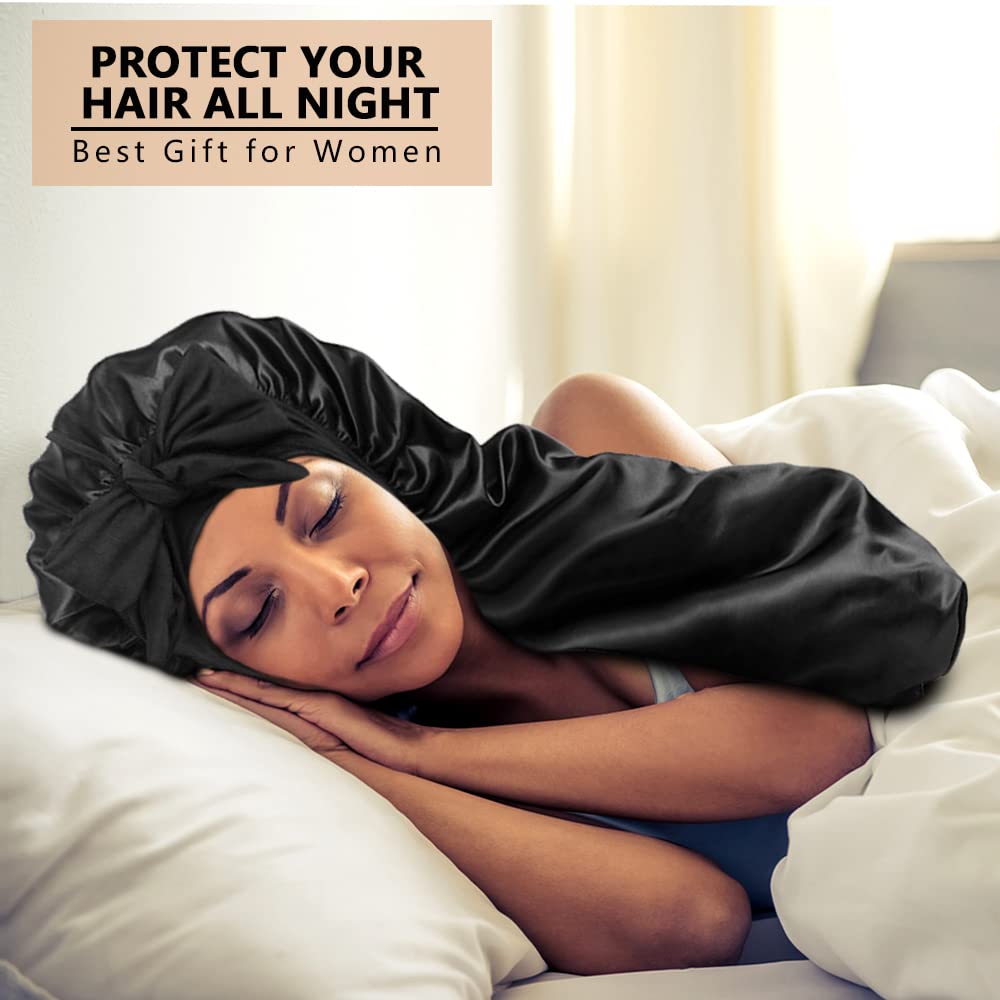Heniho care-friendly satin bonnet set, two-pack, easy washing.