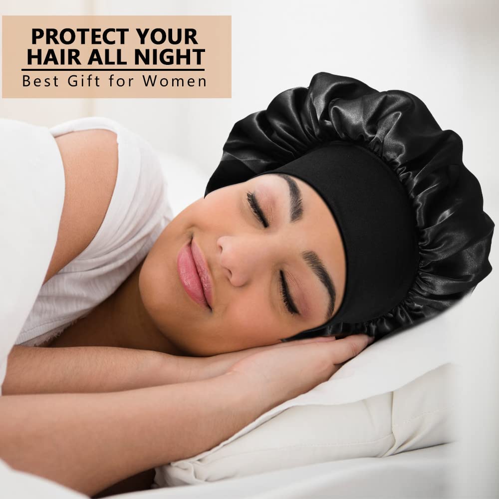 Heniho satin bonnet designed for daily routines like skincare and housework.