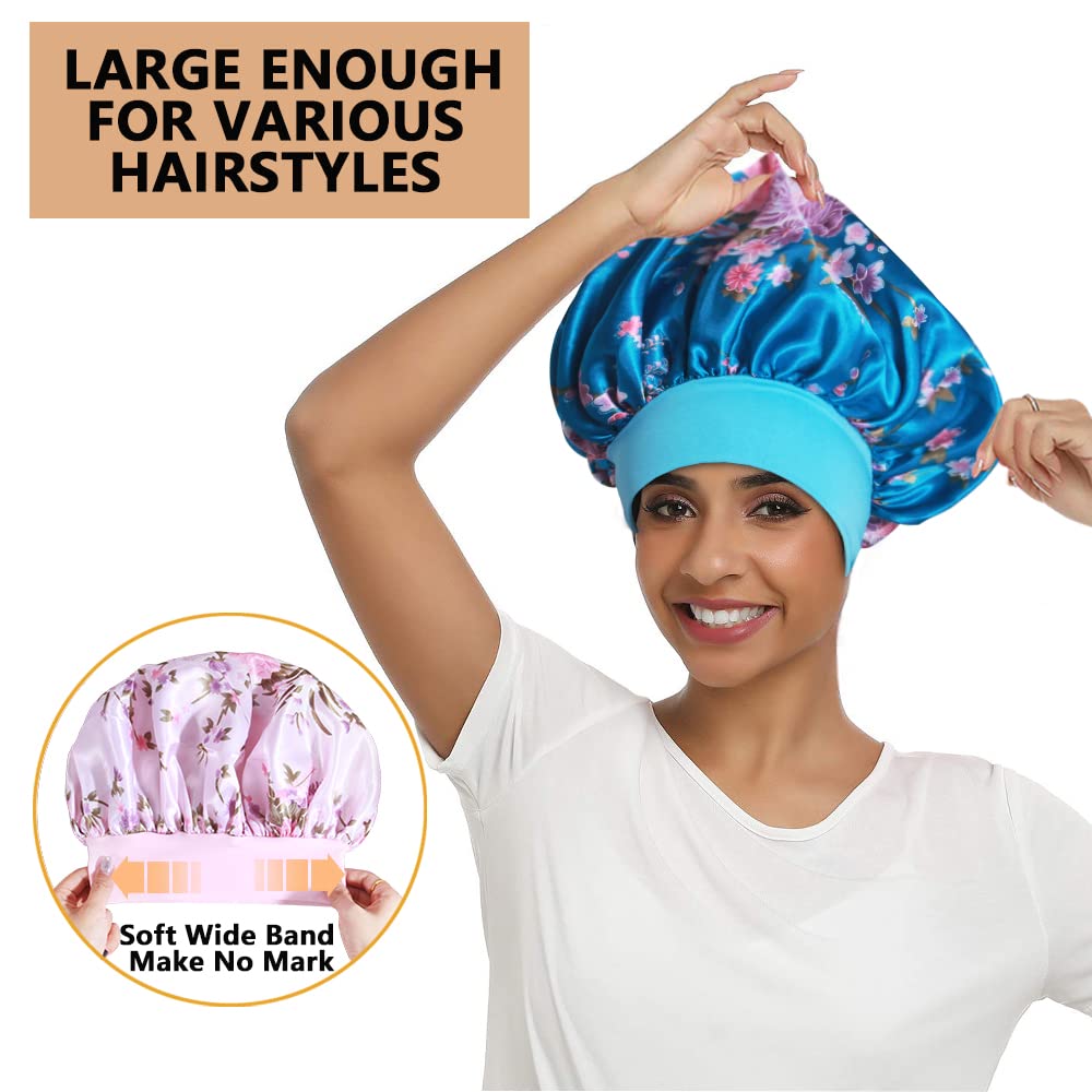 Heniho satin bonnet shows 32 cm diameter ideal for long braids and curls.
