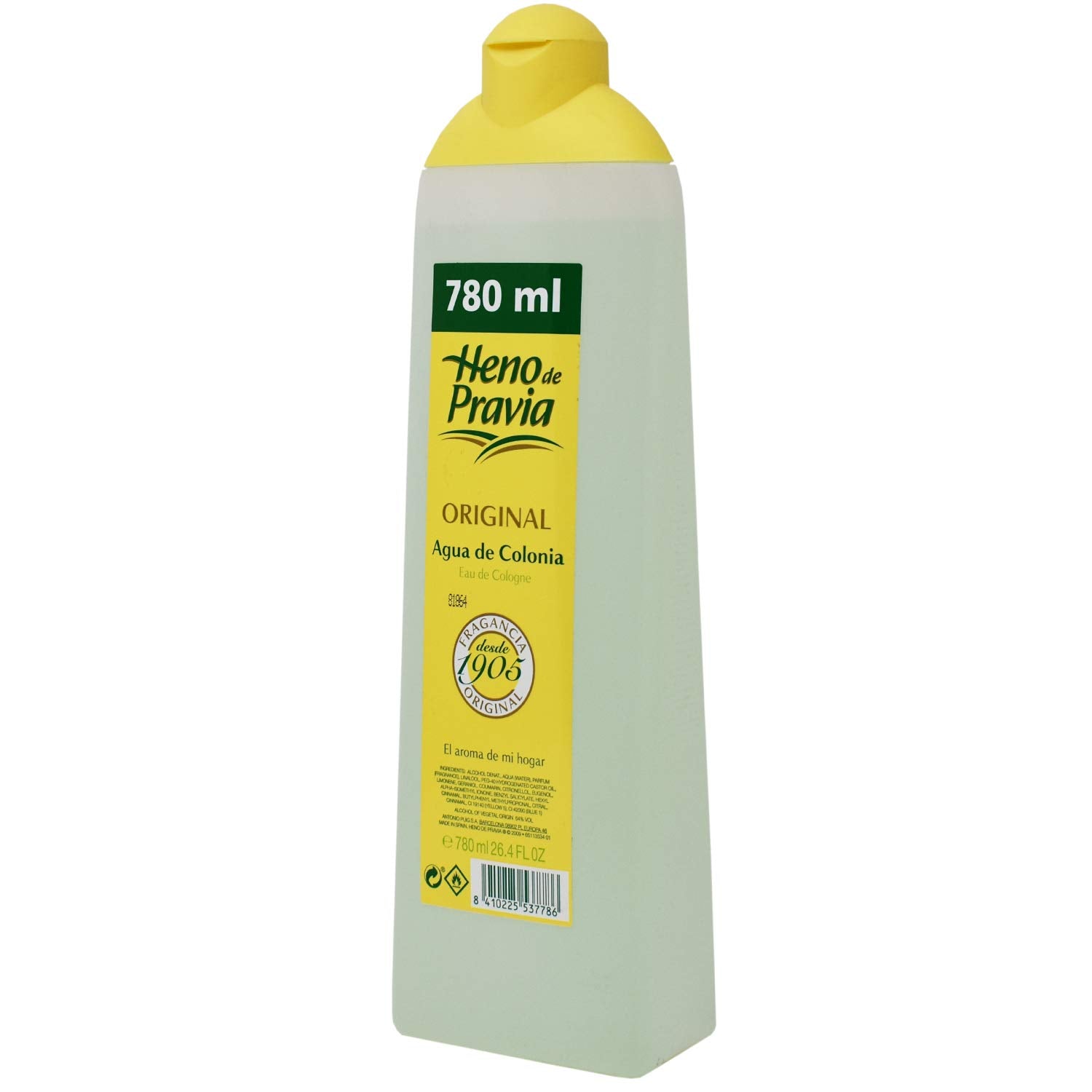 Heno de Pravia Original Agua de Colonia bottle front with balanced soothing fragrance.