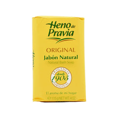 Heno de Pravia soap original delicate scent closeup highlighting gentle freshness
