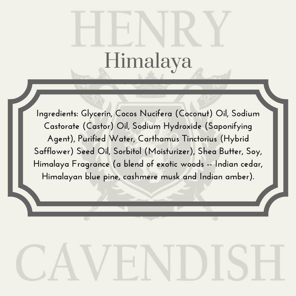 Henry Cavendish Himalaya fragrance oil bottle highlights subtle scent for a refined routine.