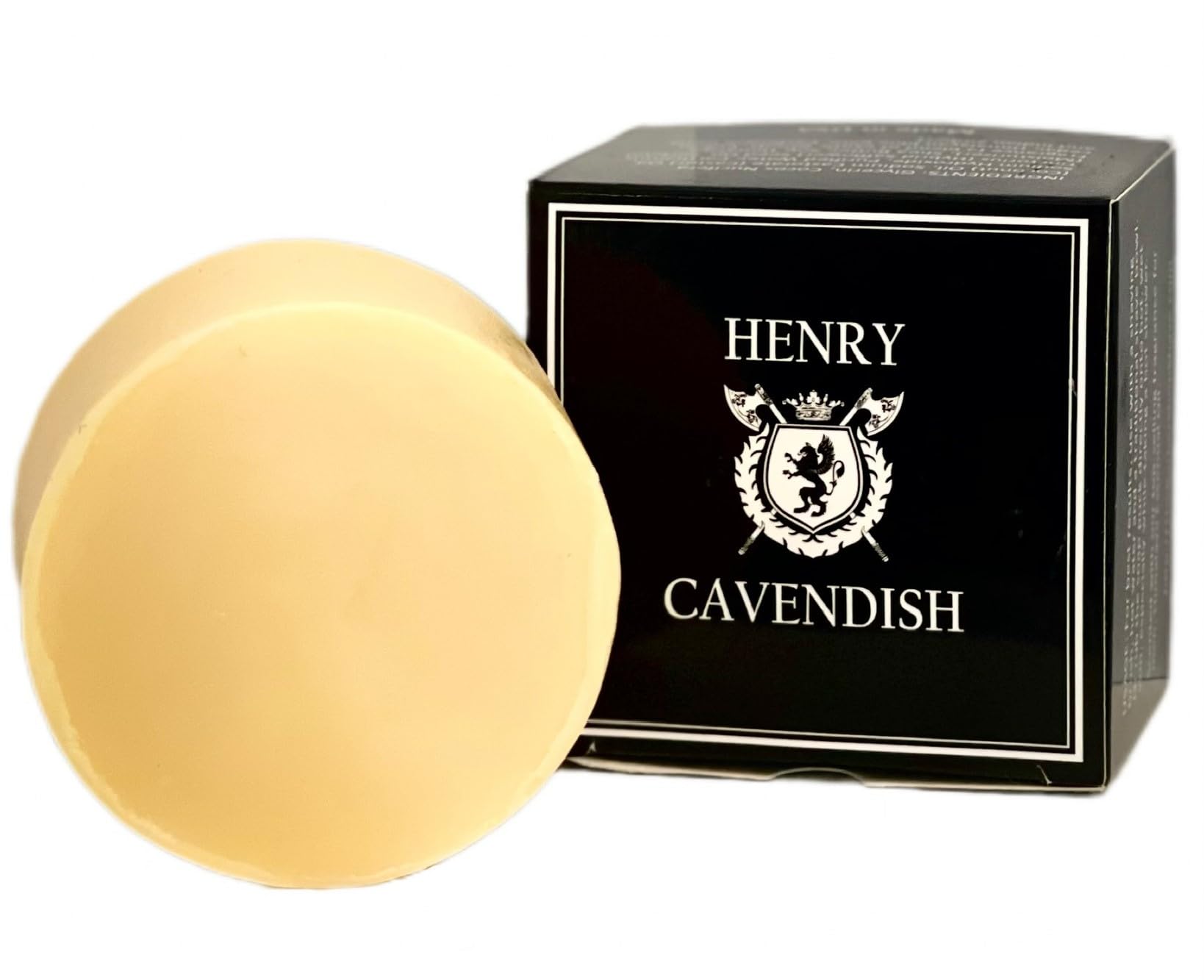 Henry Cavendish Himalaya shaving soap puck front promotes a smooth, close shave with rich lubrication.