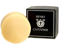 Henry Cavendish Himalaya shaving soap puck front promotes a smooth, close shave with rich lubrication.
