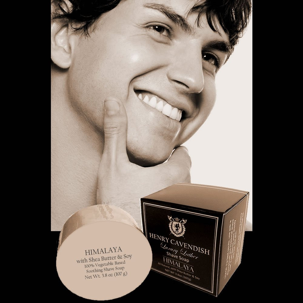 Henry Cavendish Shea butter Soy ingredients label highlights skin-softening nourishment.
