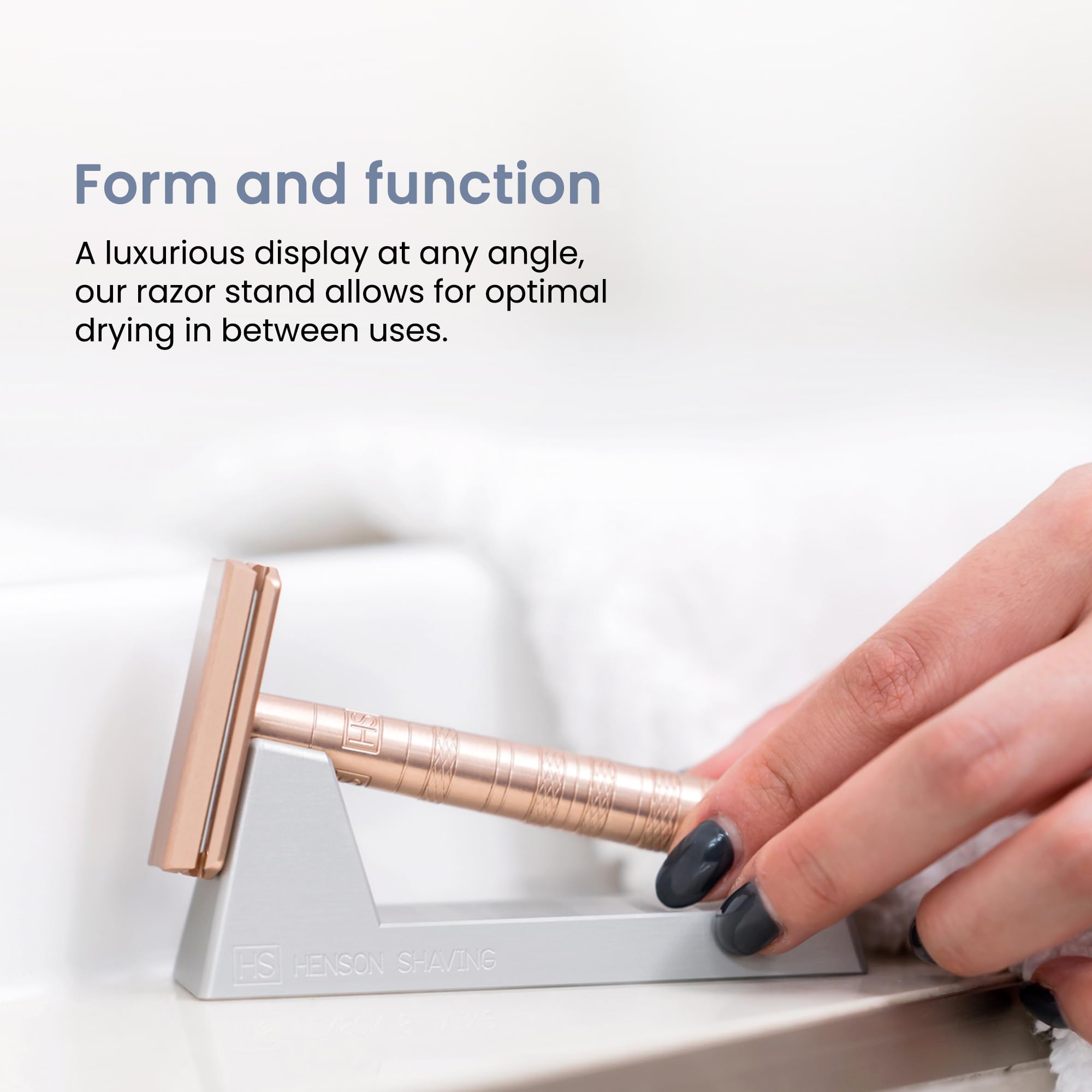 Henson Razor Stand AL13M fit demonstrates sturdy scratch-resistant finish for daily use