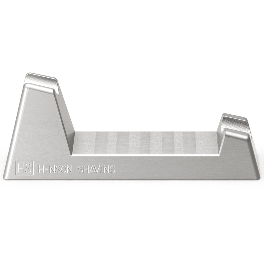Henson Razor Stand angled base showing AL13 fit for fast drying after shaving