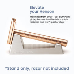 Henson Razor Stand side profile highlighting compact footprint and lightweight aluminum construction