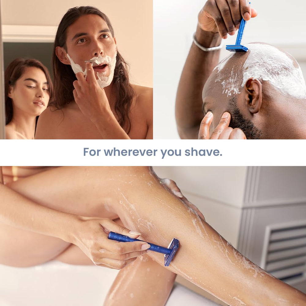 Henson Shaving Razor easy-clean head simplifies post-shave cleanup.