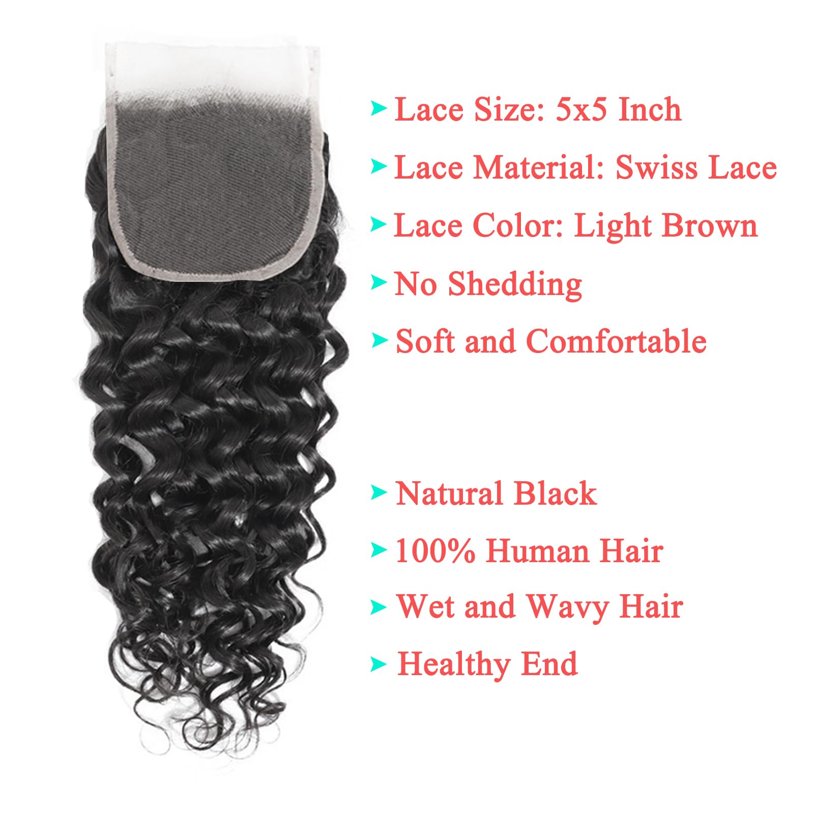 Hensucess water wave closure lengths 14 to 30 inches for versatile styling.