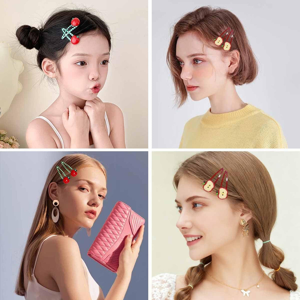 Barrette Heogacinlia Manzana Roja con cristales: estilo divertido y sujeción estable.
