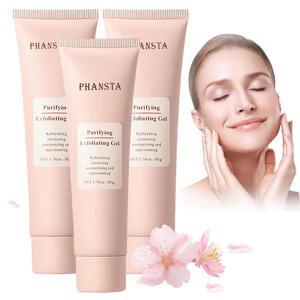 Hepanio purifying exfoliating gel bottle for gentle facial cleansing and pore care.