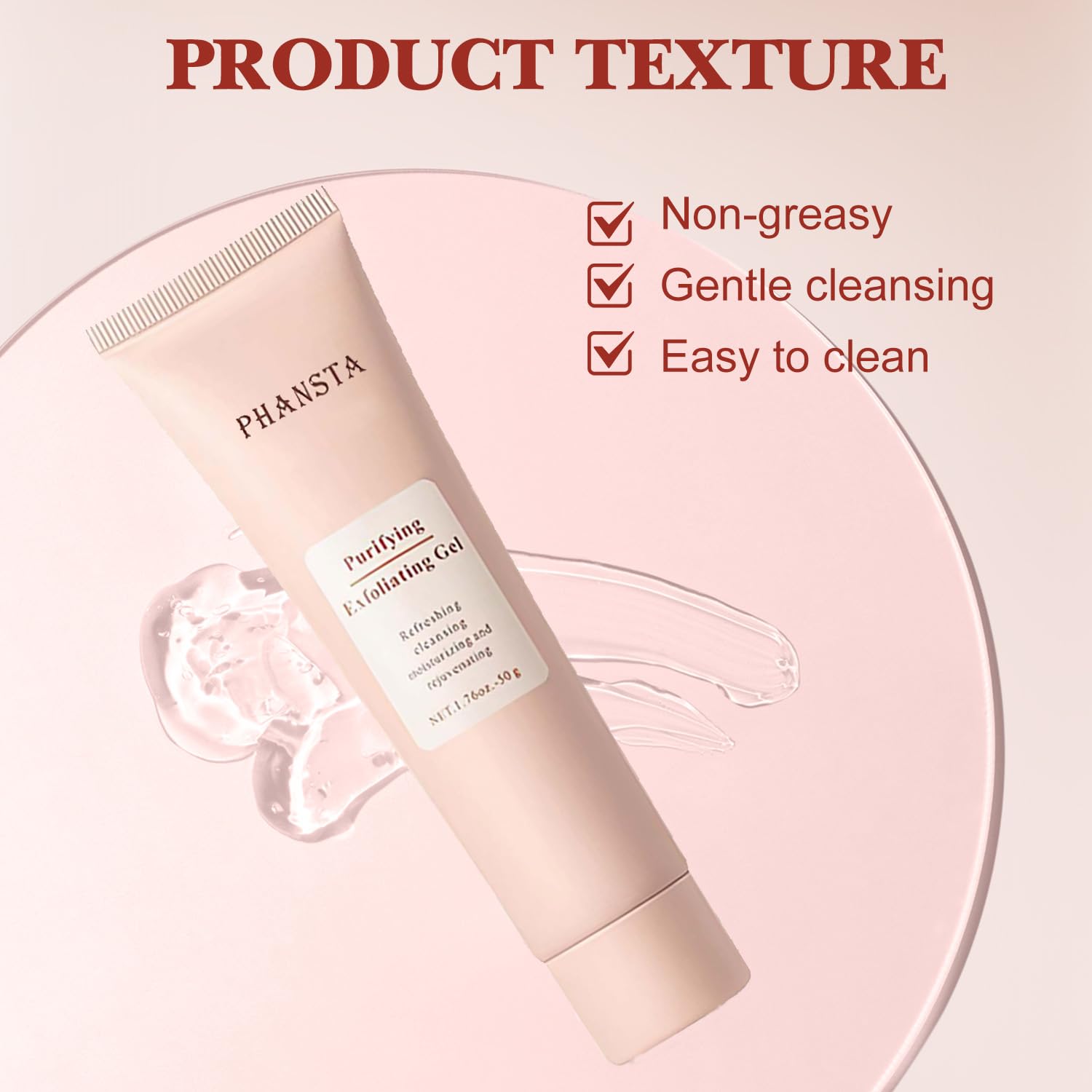 Hepanio gel on fingertip demonstrates gentle facial application for daily use.
