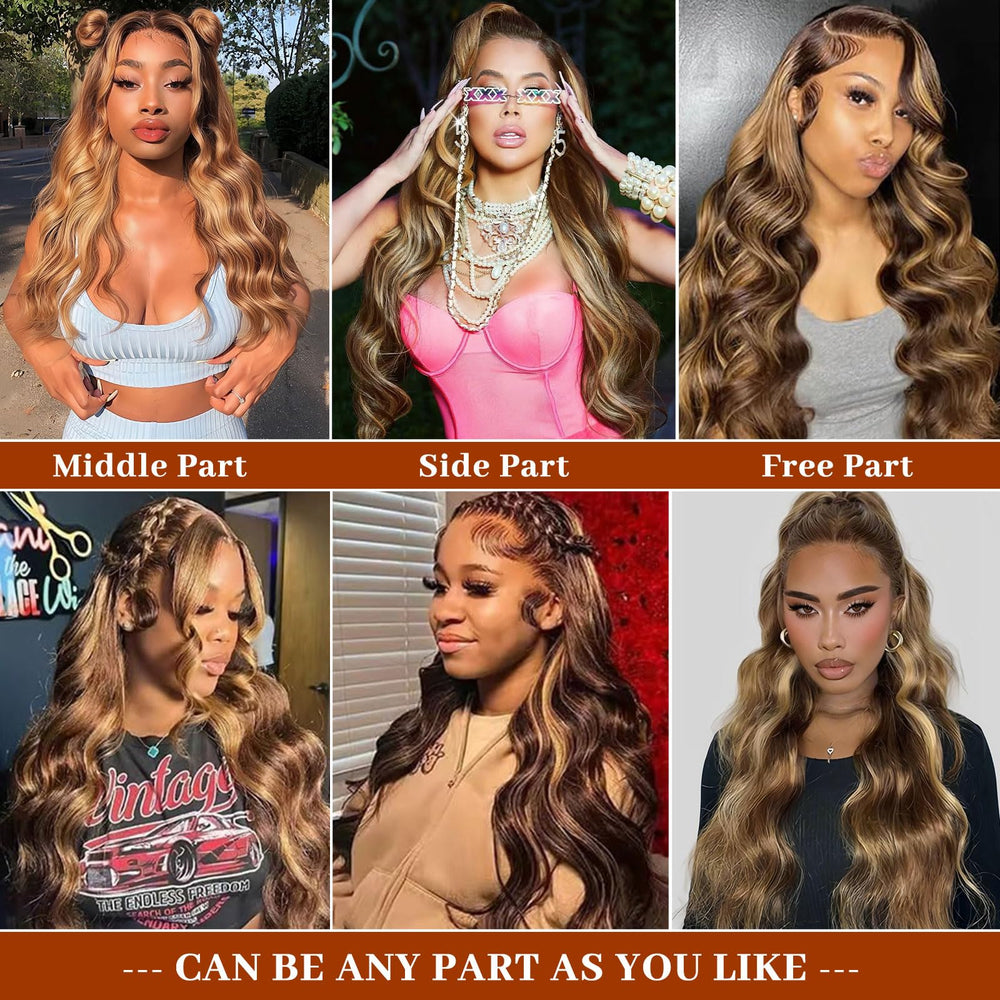 Hepnok highlight wig styled for weddings or parties with shine