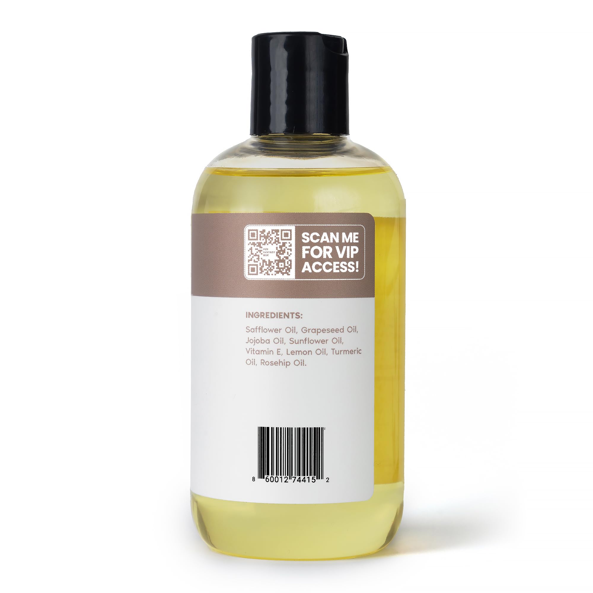 Her Fantasy Box body-splash closeup-texture shows a smooth, absorbent oil layer.