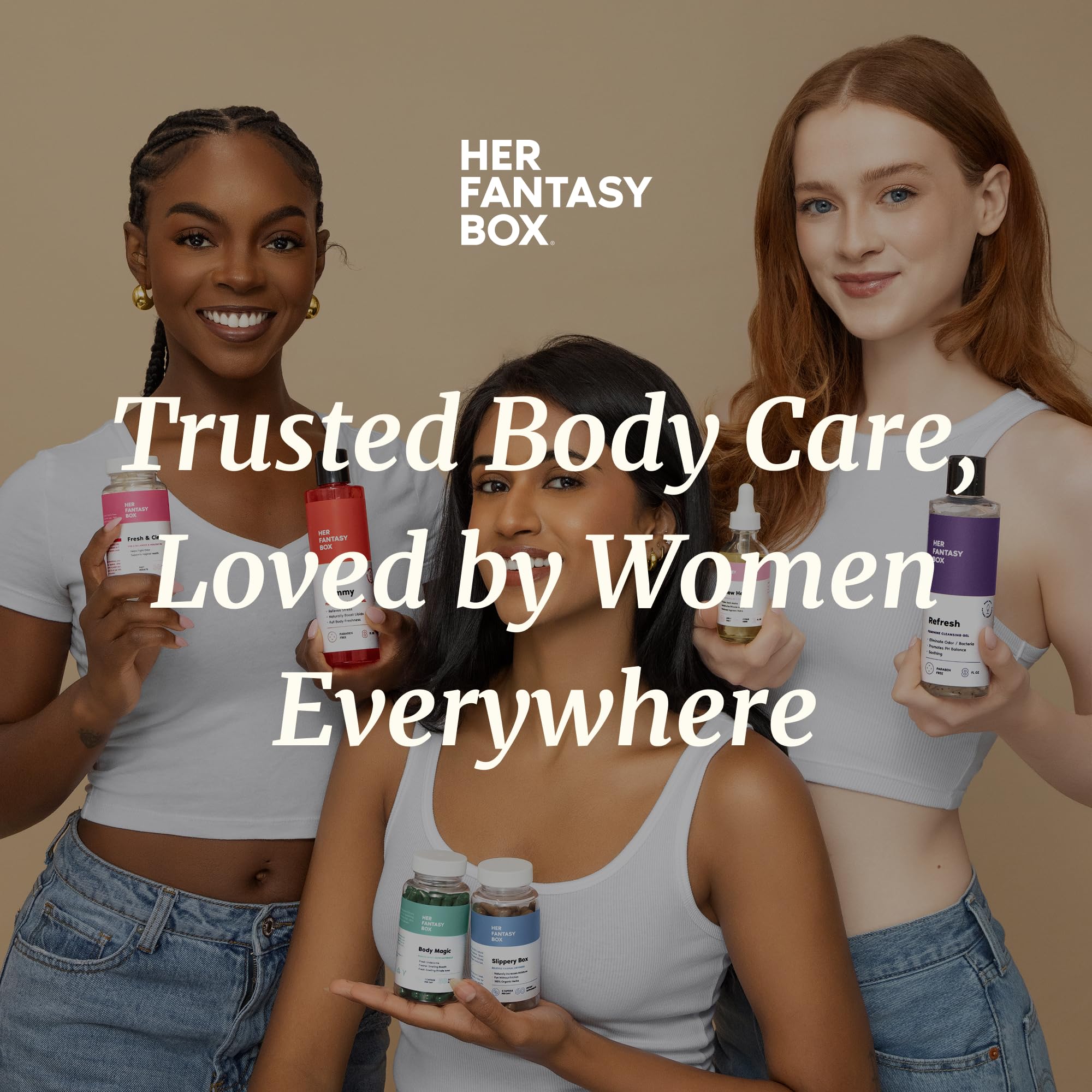 Her Fantasy Box even-skin-tone preview suggests smoother appearance.