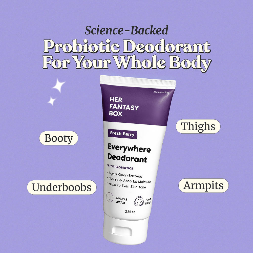 Her Fantasy Box Everywhere Deodorant Berry Scent cream texture for smooth, invisible coverage.