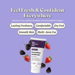 Her Fantasy Box Everywhere Deodorant Berry Scent twist-up demonstrates easy, mess-free use.