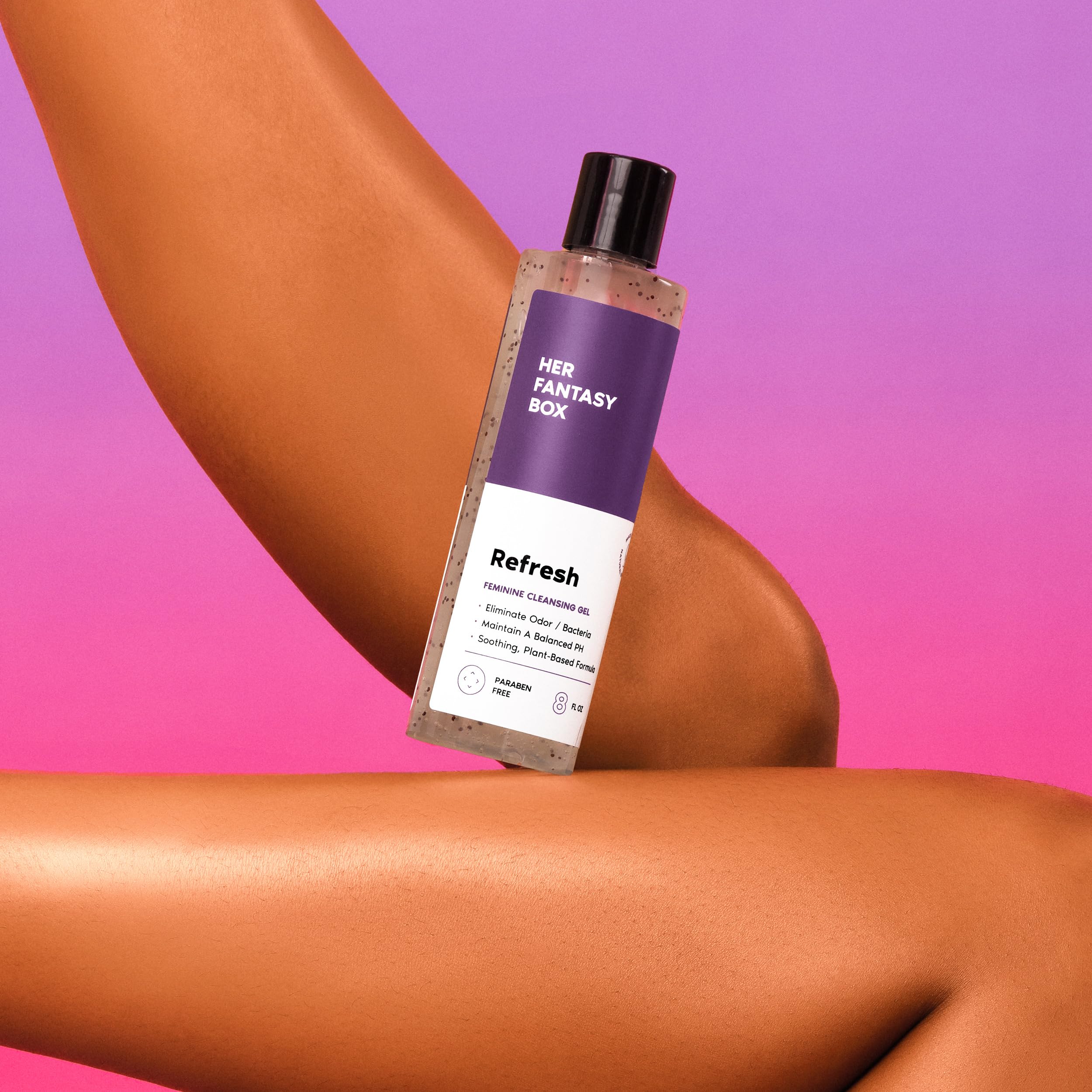 Her Fantasy Box Refresh lather closeup reveals creamy foam for daily cleansing