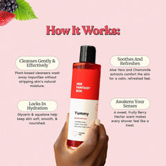 Her Fantasy Box Yummy Body Wash pump dispensing shows easy daily use.