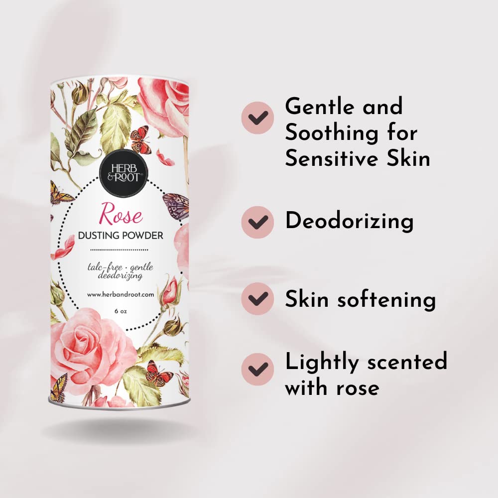 Herb & Root arrowroot-cornstarch blend image emphasizes breathable softness on skin.
