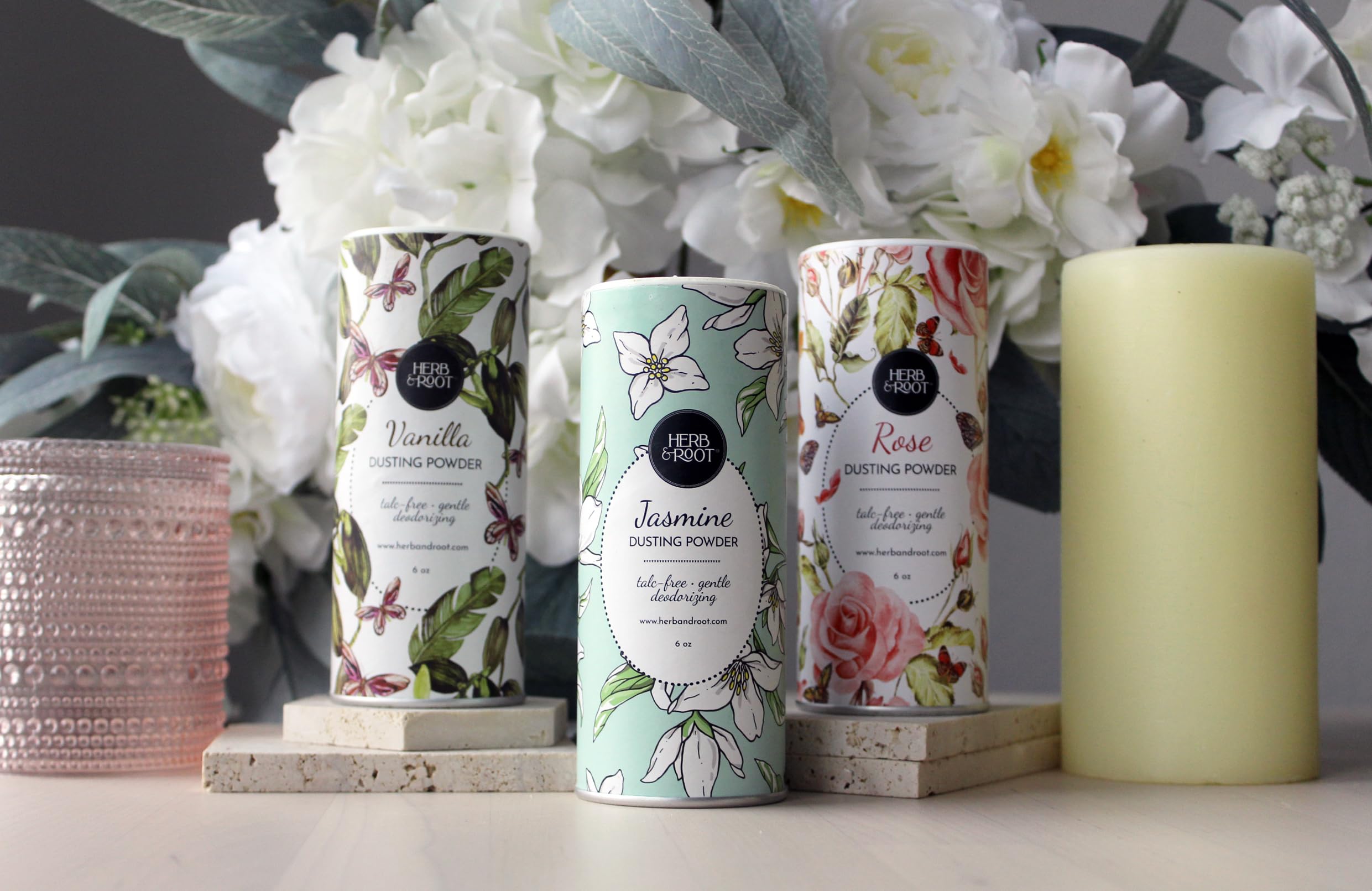 Herb & Root sandalwood dusting powder moisture absorption for all-day comfort
