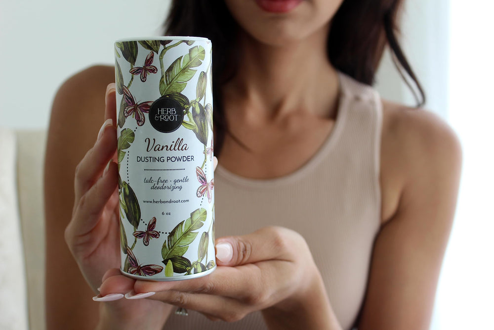 Herb & Root vanilla zinc magnesium label closeup signals long-lasting freshness benefits.