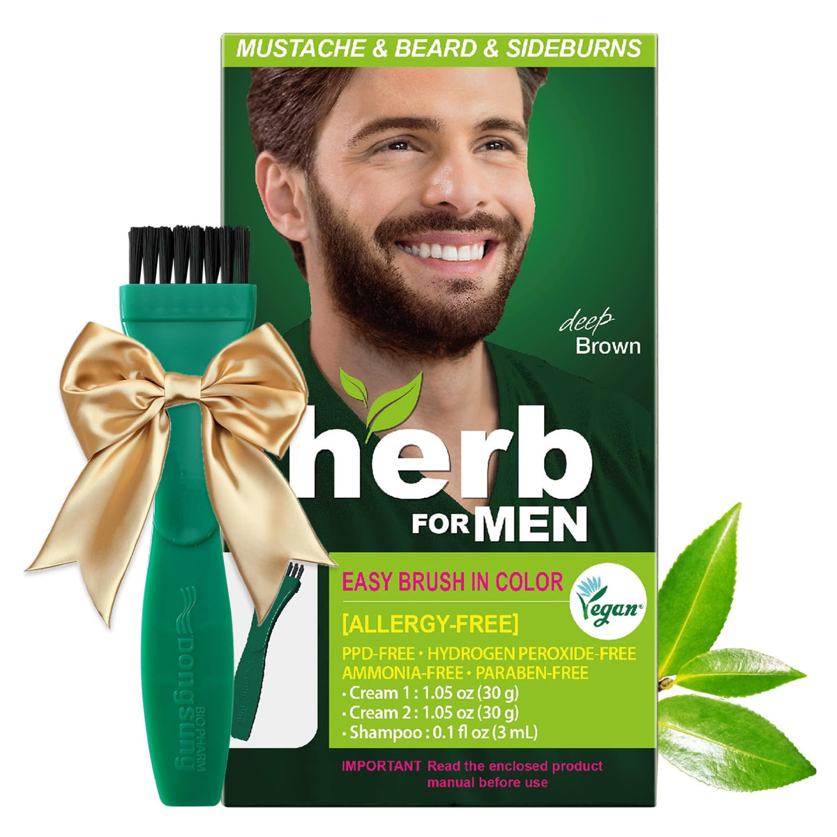Herb Speedy herb-for-men-mustache-beard-dye deep brown pack for convenient home coloring.
