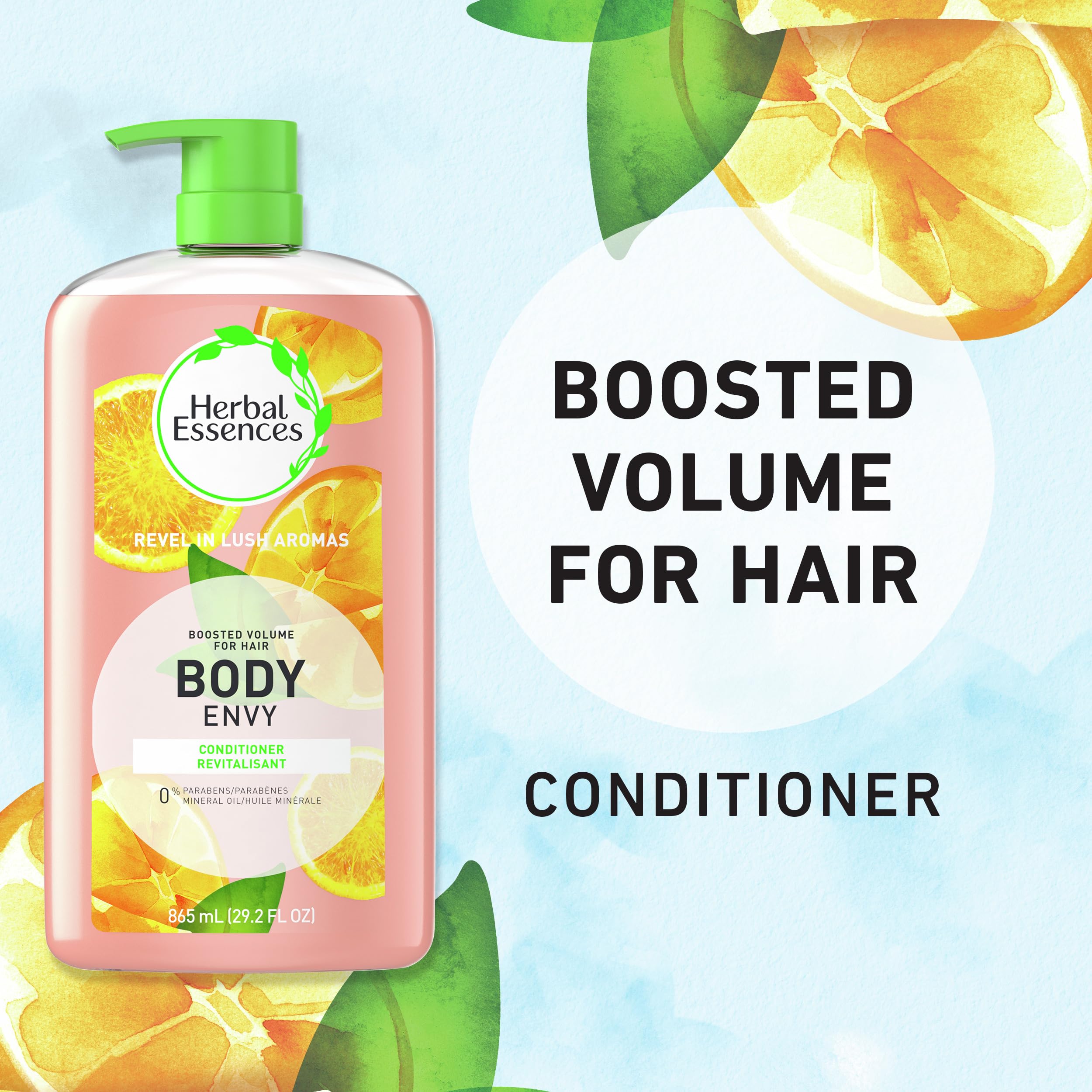 Herbal Essences Body Envy conditioner closeup texture highlights lightweight formula